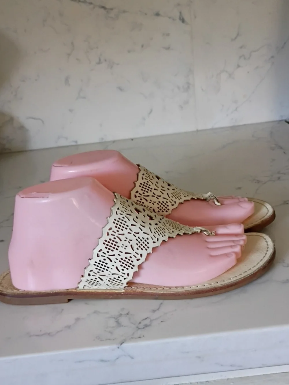 Tory Burch Women’s White Laser-Cut Thong Sandals